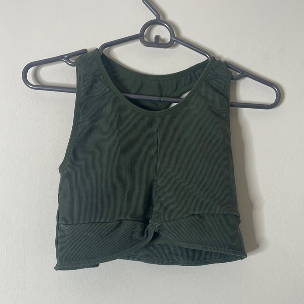 Green Ribbed Women's Top